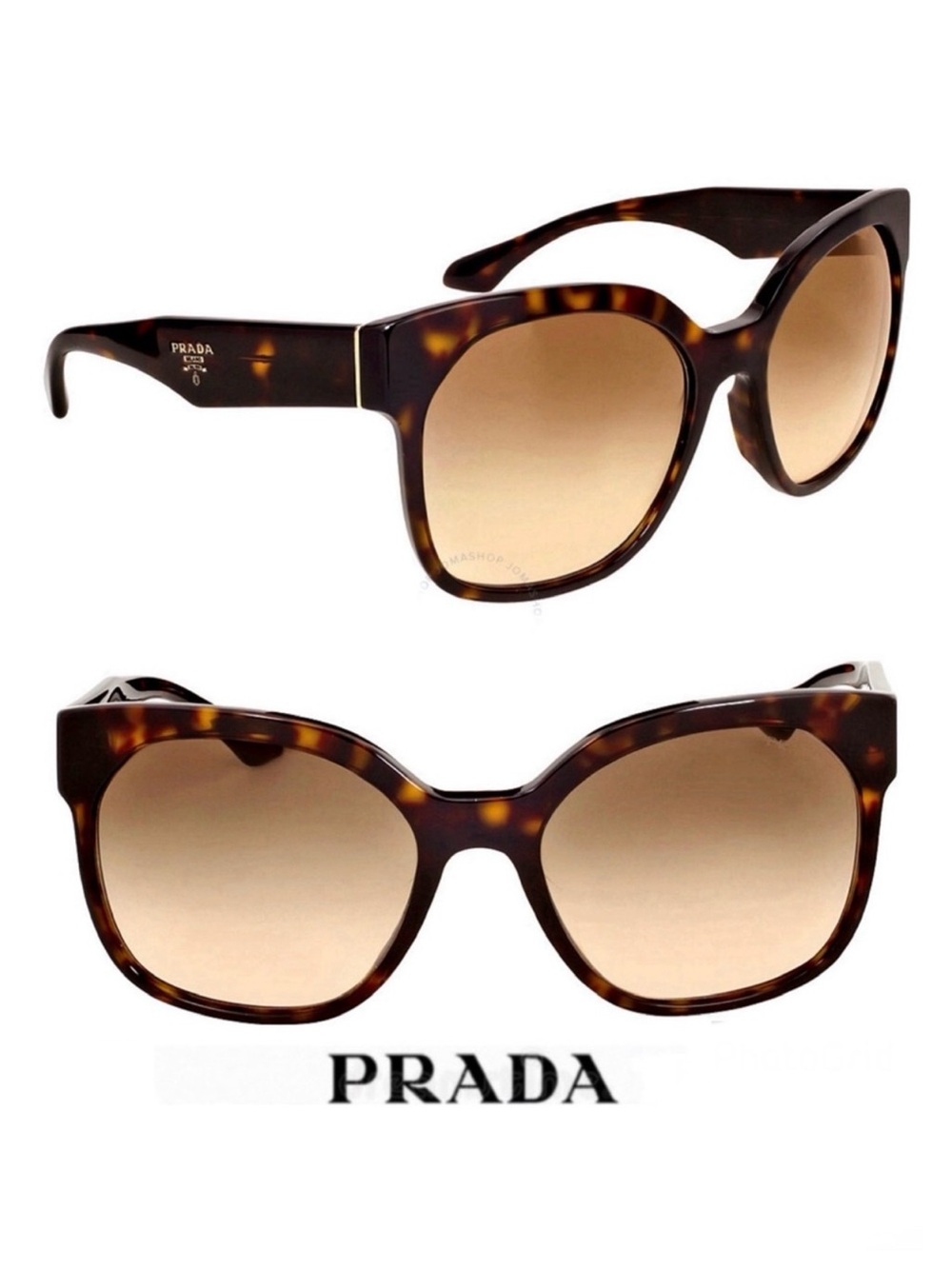 PRADA PR 10RSF-2AU3D0-57 Brown Gradient Lenses Cat Eye Havana Frame Sunglasses